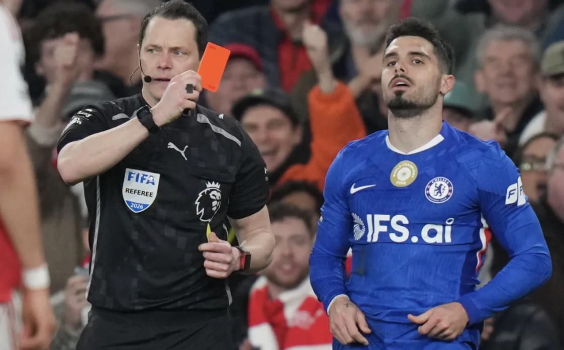 官方网站-红牌有影响，切尔西场均跑动距离105.7公里，为全英超最低